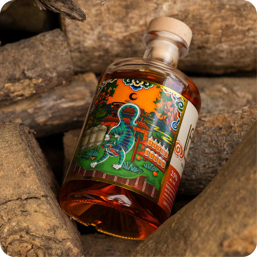 Lang bottle on rocks